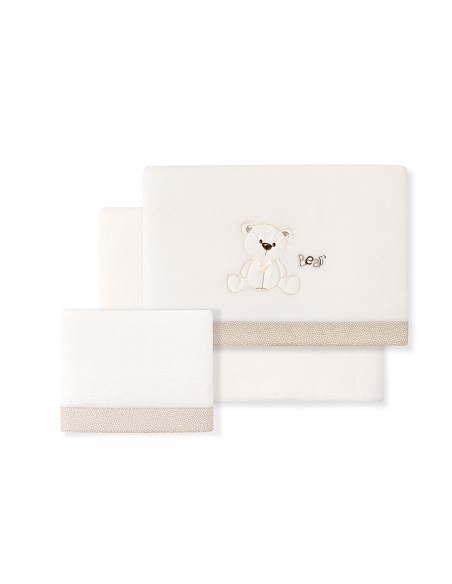 Triptico Cuna Coralina Mod. Oso Lazo+Broche Beig