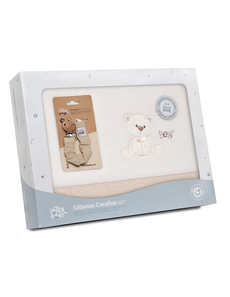 Triptico Cuna Coralina Mod. Oso Lazo+Broche Beig