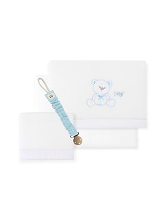 Triptico Cuna Coralina Mod. Oso Lazo+Broche Bco/Azul