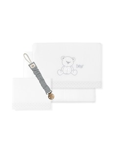 Triptico Cuna Coralina Mod. Oso Lazo+Broche Bco/Gris