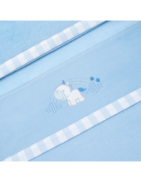 Triptico Cuna Coralina Mod. Unicornio Nube+Broche Azul