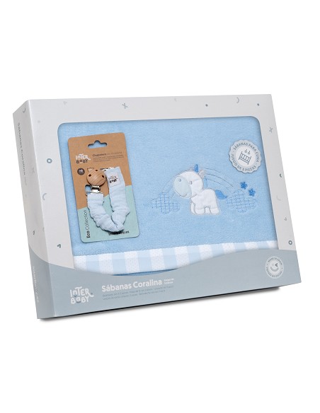Triptico Cuna Coralina Mod. Unicornio Nube+Broche Azul