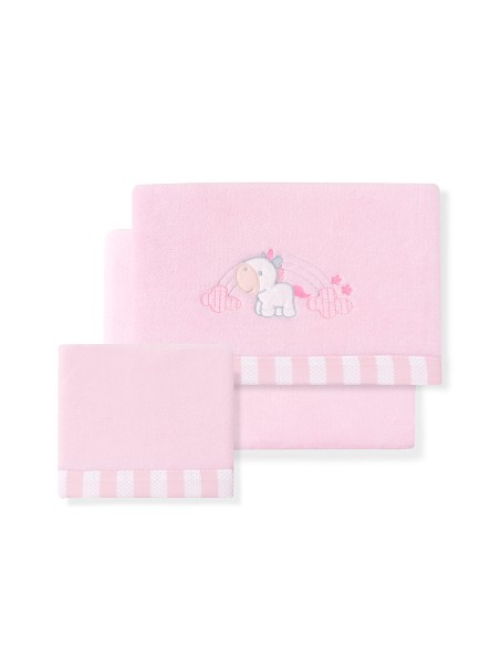 Triptico Cuna Coralina Mod. Unicornio Nube+Broche Rosa