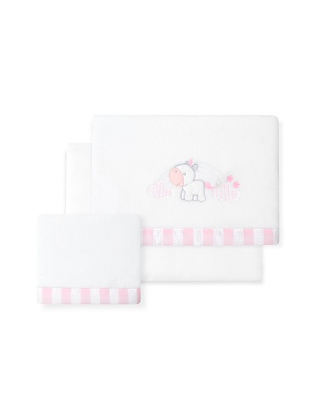 Triptico Cuna Coralina Mod. Unicornio Nube+Broche Bco/Rosa
