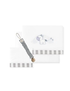 Triptico Cuna Coralina Mod. Unicornio Nube+Broche Bco/Gris