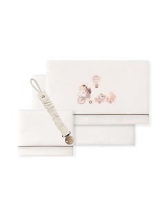 Triptico Cuna Coralina Mod. Jirafa Bicicleta+Broche Beig