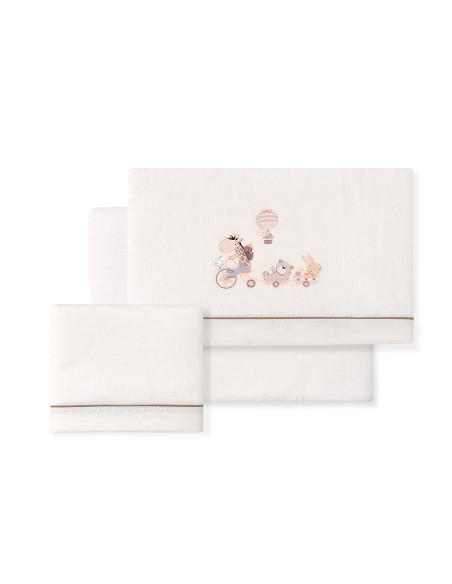 Triptico Cuna Coralina Mod. Jirafa Bicicleta+Broche Beig