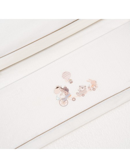 Triptico Cuna Coralina Mod. Jirafa Bicicleta+Broche Beig