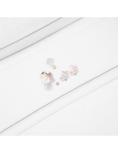 Triptico Cuna Coralina Mod. Jirafa Bicicleta+Broche Bco/Verde