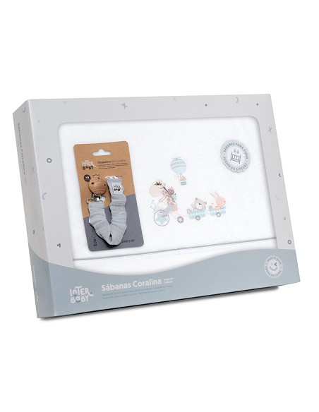 Triptico Cuna Coralina Mod. Jirafa Bicicleta+Broche Bco/Verde