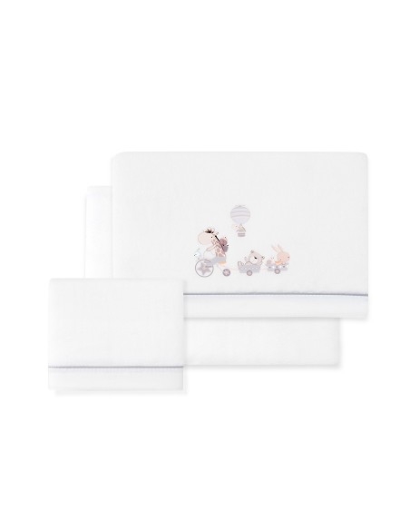 Triptico Cuna Coralina Mod. Jirafa Bicicleta+Broche Bco/Gris