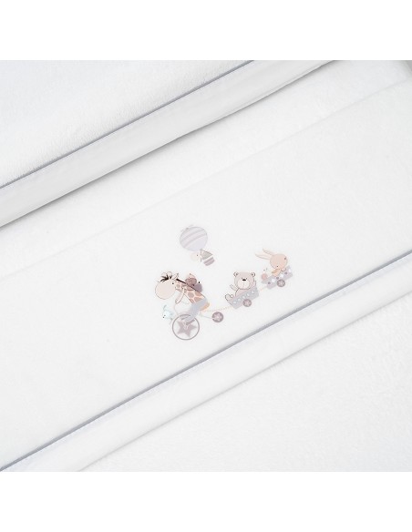 Triptico Cuna Coralina Mod. Jirafa Bicicleta+Broche Bco/Gris