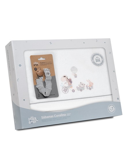 Triptico Cuna Coralina Mod. Jirafa Bicicleta+Broche Bco/Gris