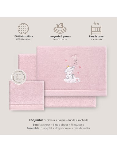 Triptico Cuna Coralina Elefante Globo Corazon Rosa