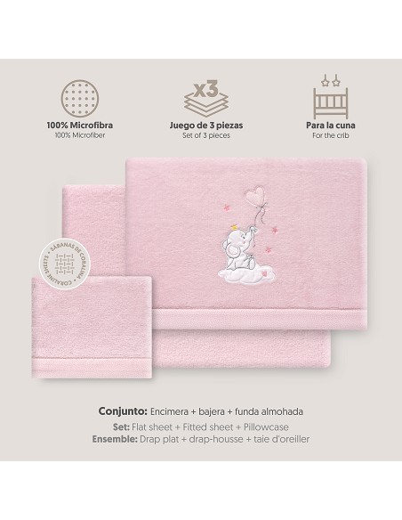Triptico Cuna Coralina Elefante Globo Corazon Rosa