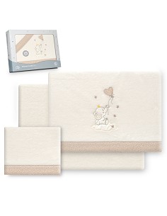 Triptico Cuna Coralina Elefante Globo Corazon Beig
