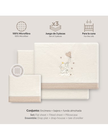 Triptico Cuna Coralina Elefante Globo Corazon Beig