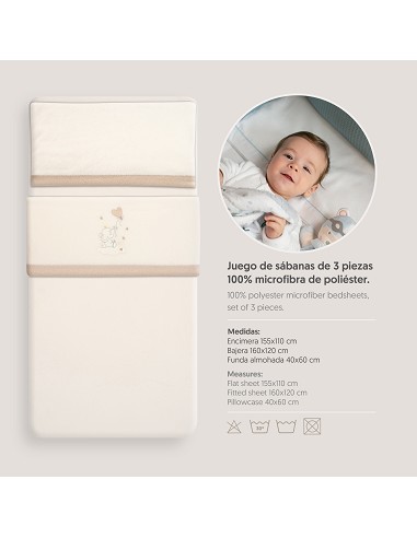 Triptico Cuna Coralina Elefante Globo Corazon Beig