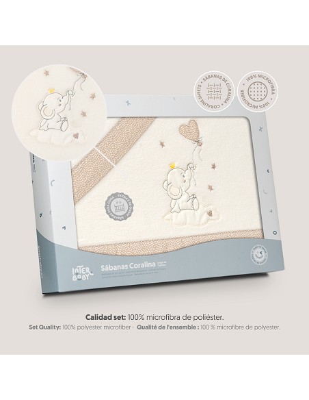 Triptico Cuna Coralina Elefante Globo Corazon Beig