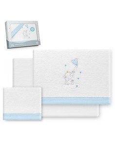 Triptico Cuna Coralina Elefante Globo Corazon Bco/Azul