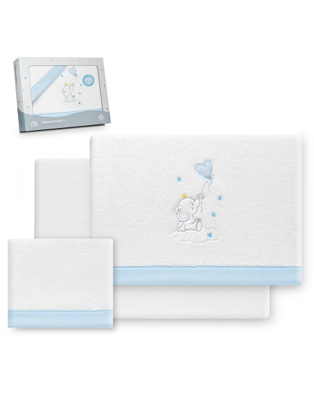 Triptico Cuna Coralina Elefante Globo Corazon Bco/Azul