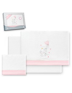 Triptico Cuna Coralina Elefante Globo Corazon Bco/Rosa