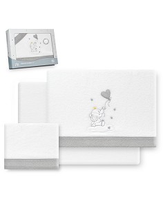 Triptico Cuna Coralina Elefante Globo Corazon Bco/Gris