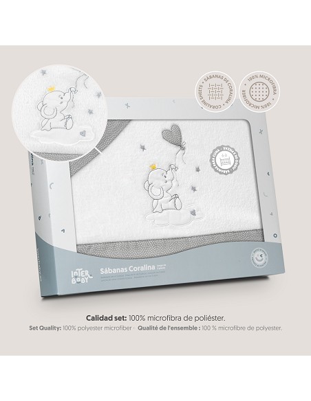 Triptico Cuna Coralina Elefante Globo Corazon Bco/Gris
