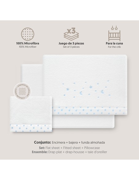 Triptico Cuna Coralina Estrella Luna Bco/Azul