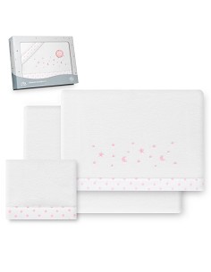 Triptico Cuna Coralina Estrella Luna Bco/Rosa