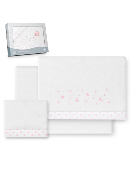 Triptico Cuna Coralina Estrella Luna Bco/Rosa