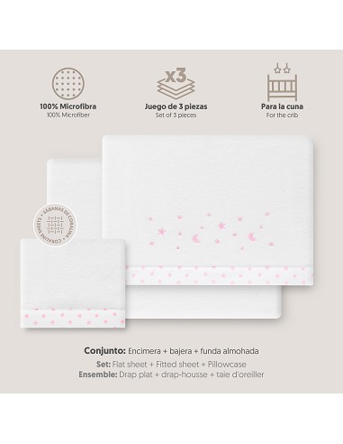 Triptico Cuna Coralina Estrella Luna Bco/Rosa