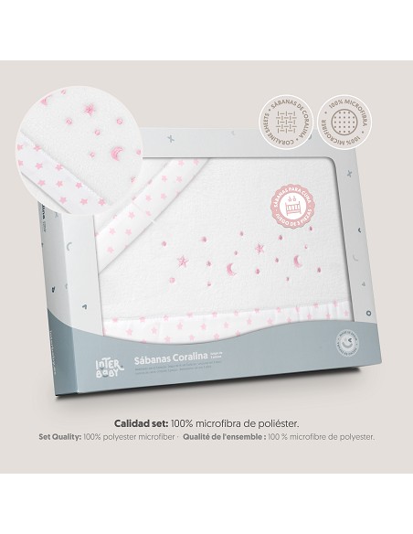 Triptico Cuna Coralina Estrella Luna Bco/Rosa