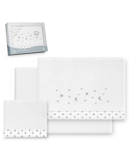 Triptico Cuna Coralina Estrella Luna Bco/Gris