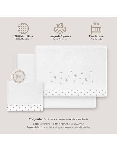 Triptico Cuna Coralina Estrella Luna Bco/Gris