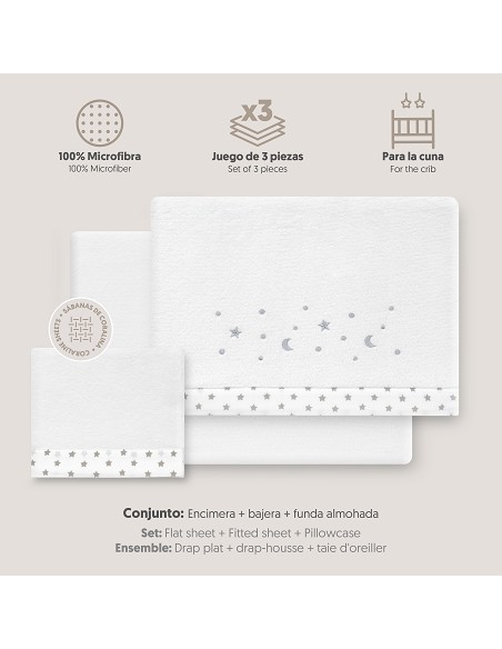 Triptico Cuna Coralina Estrella Luna Bco/Gris