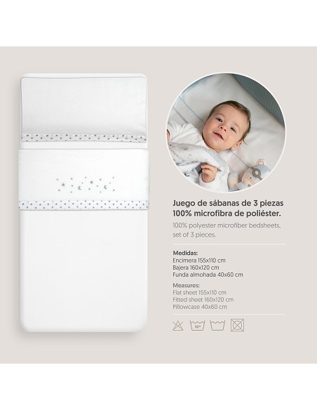 Triptico Cuna Coralina Estrella Luna Bco/Gris