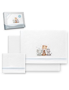 Triptico Cuna Coralina Estampado Jirafa Elefante Bco/Azul