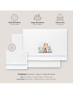 Triptico Cuna Coralina Estampado Jirafa Elefante Bco/Azul 2