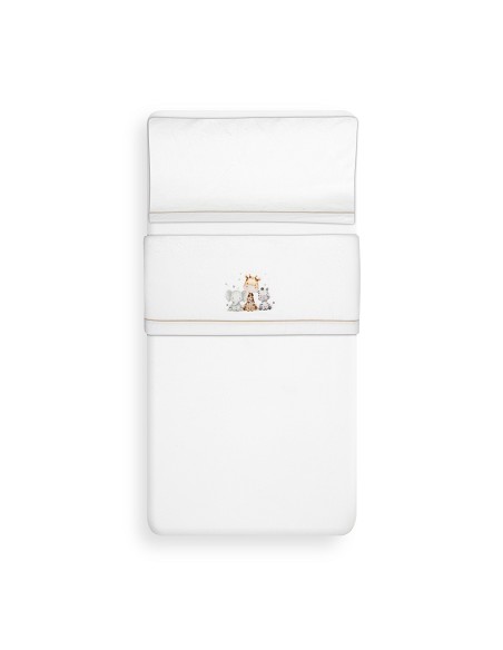 Triptico Cuna Coralina Estampado Jirafa Elefante Bco/Beig
