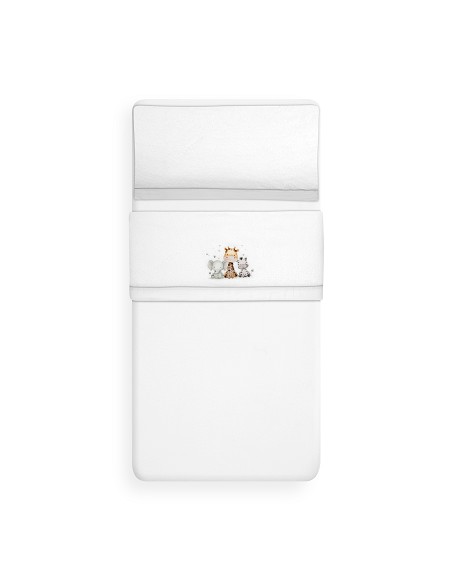 Triptico Cuna Coralina Estampado Jirafa Elefante Bco/Gris