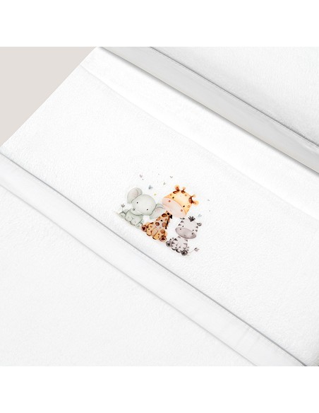 Triptico Cuna Coralina Estampado Jirafa Elefante Bco/Gris