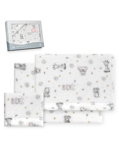 Triptico Cuna Coralina Estampado Koala Bco/Rosa