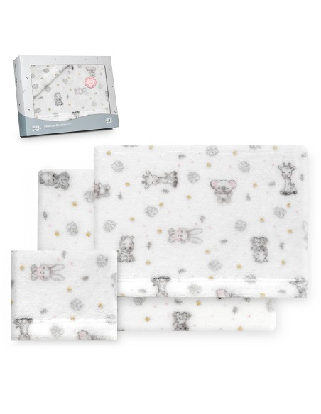 Triptico Cuna Coralina Estampado Koala Bco/Rosa