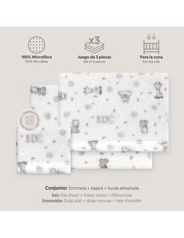 Triptico Cuna Coralina Estampado Koala Bco/Rosa