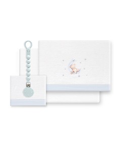 Triptico Cuna Coralina Estampado Oso Luna Estrellas +...