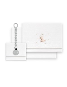 Triptico Cuna Coralina Estampado Oso Luna Estrellas +...