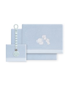 Triptico Cuna Coralina Oso Elefante Globos +Broche Azul