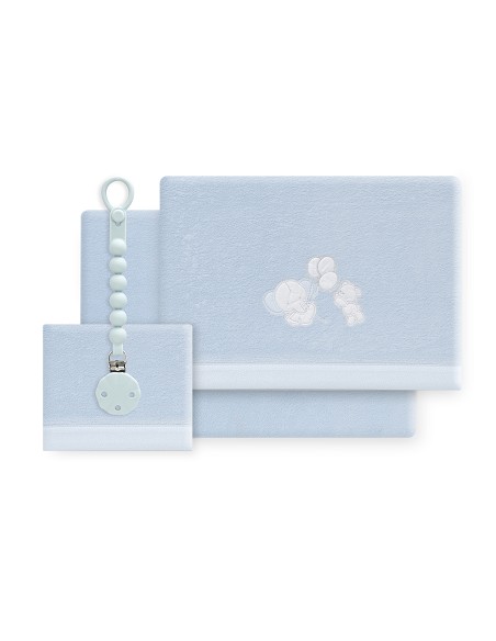 Triptico Cuna Coralina Oso Elefante Globos +Broche Azul