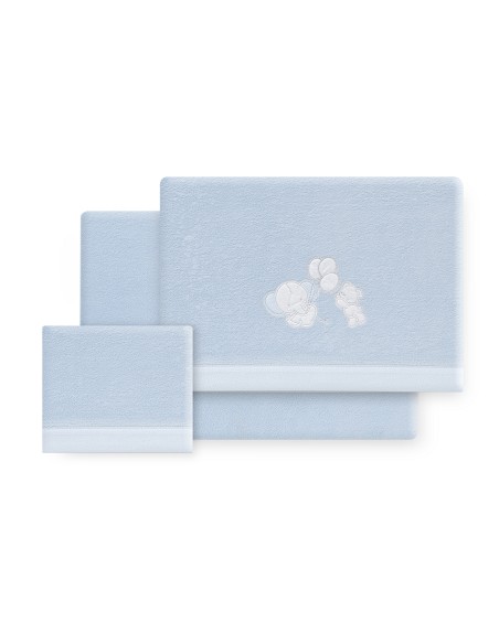 Triptico Cuna Coralina Oso Elefante Globos +Broche Azul